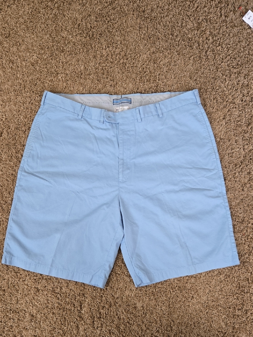 Peter Millar Sun Washed Cotton Chino Shorts- light blue color, Men's Size 40